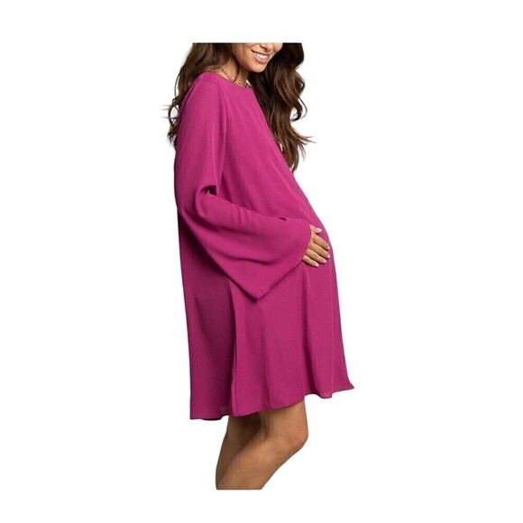 Pinkblush Maternity Fuschia Chiffon Dress Size Large NWT - Picture 2 of 8